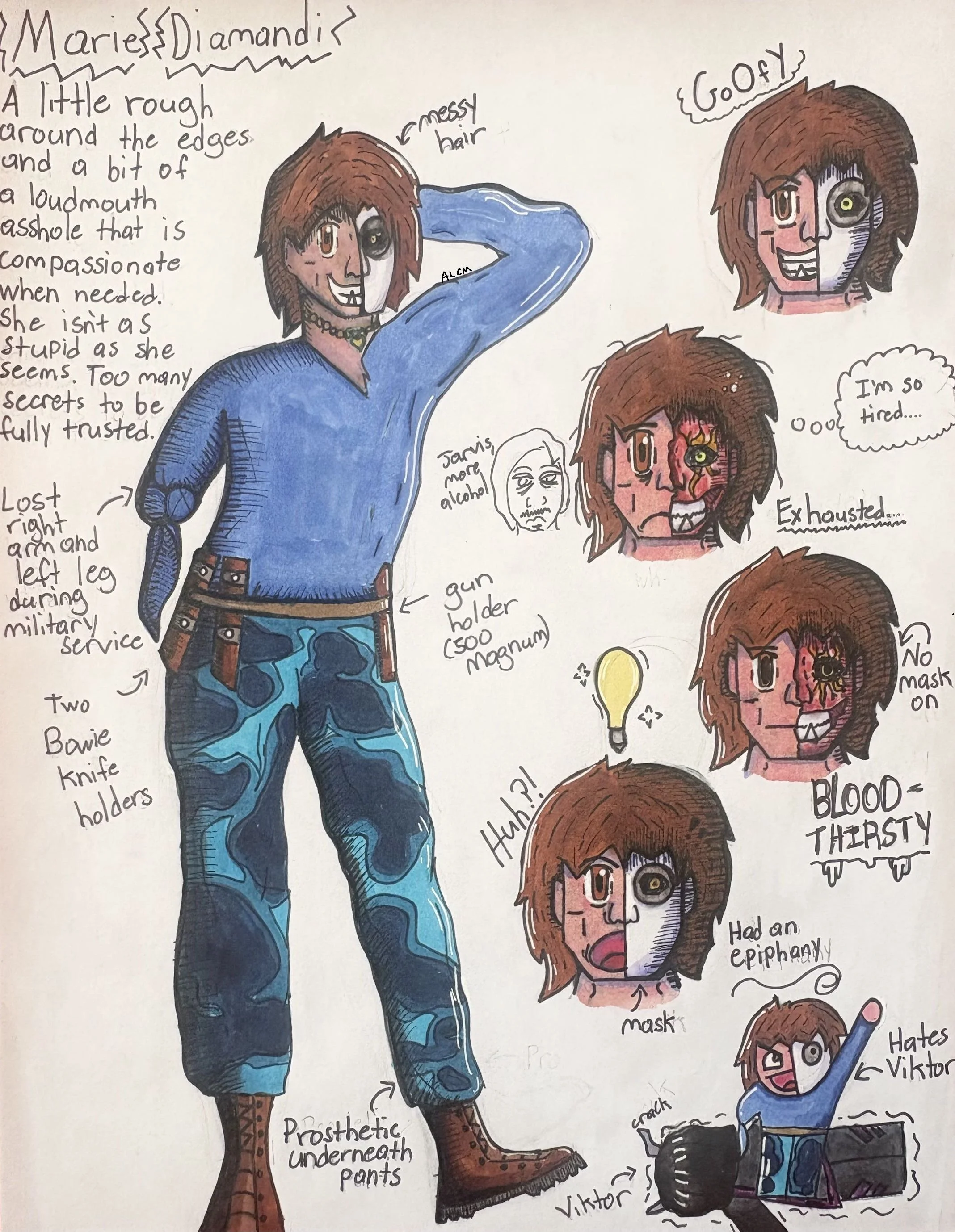 Made with alcohol marker and white gel pens.