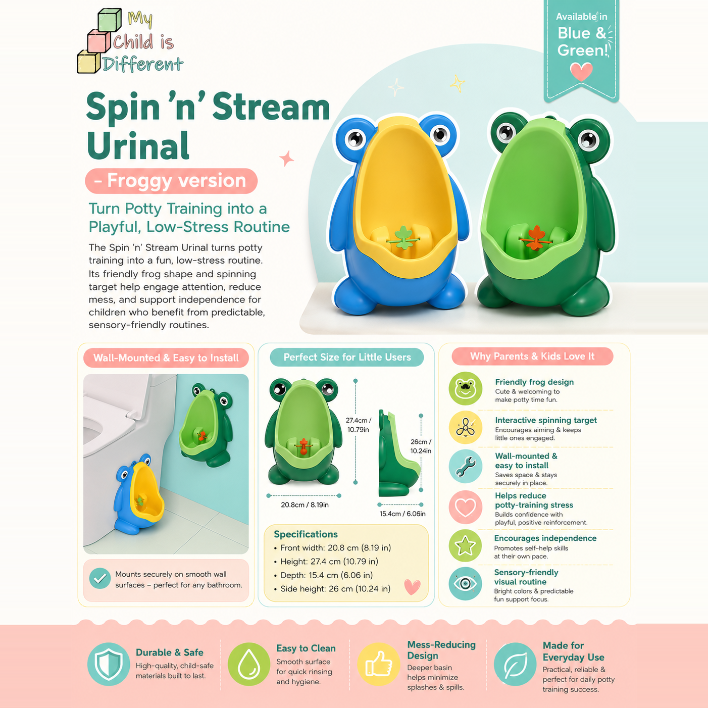 Spin 'n' Stream Urinal - Froggy version