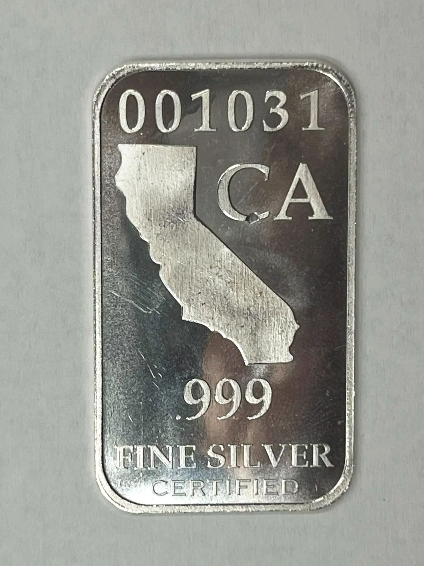 California "50 State Minimum" Serialized Silver Bar – 1/2 oz .999 Fine Silver