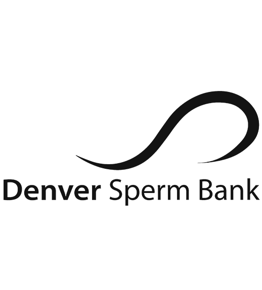 Logo of Denver Sperm Bank with a stylized sperm shape above the text.