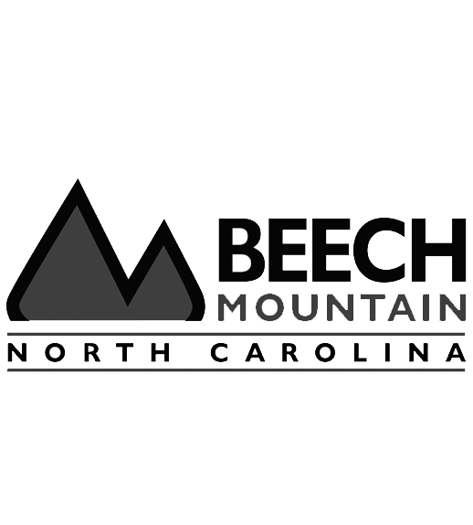 Logo for Beech Mountain in North Carolina featuring stylized mountain peaks and text.