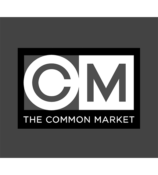 Logo for The Common Market featuring large gray 'C' and 'M' letters inside a black-bordered square, with 'THE COMMON MARKET' written below.