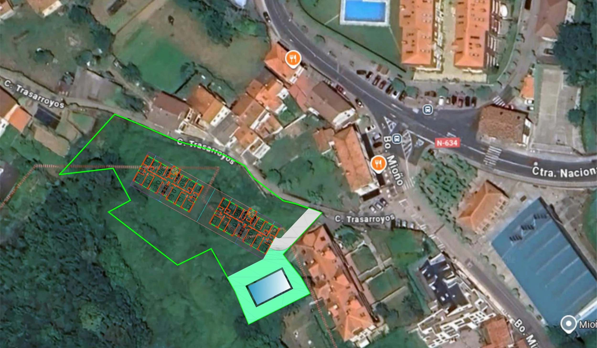 Plano de situación y emplazamiento de Residencial Mioño Park en Mioño, Castro Urdiales
