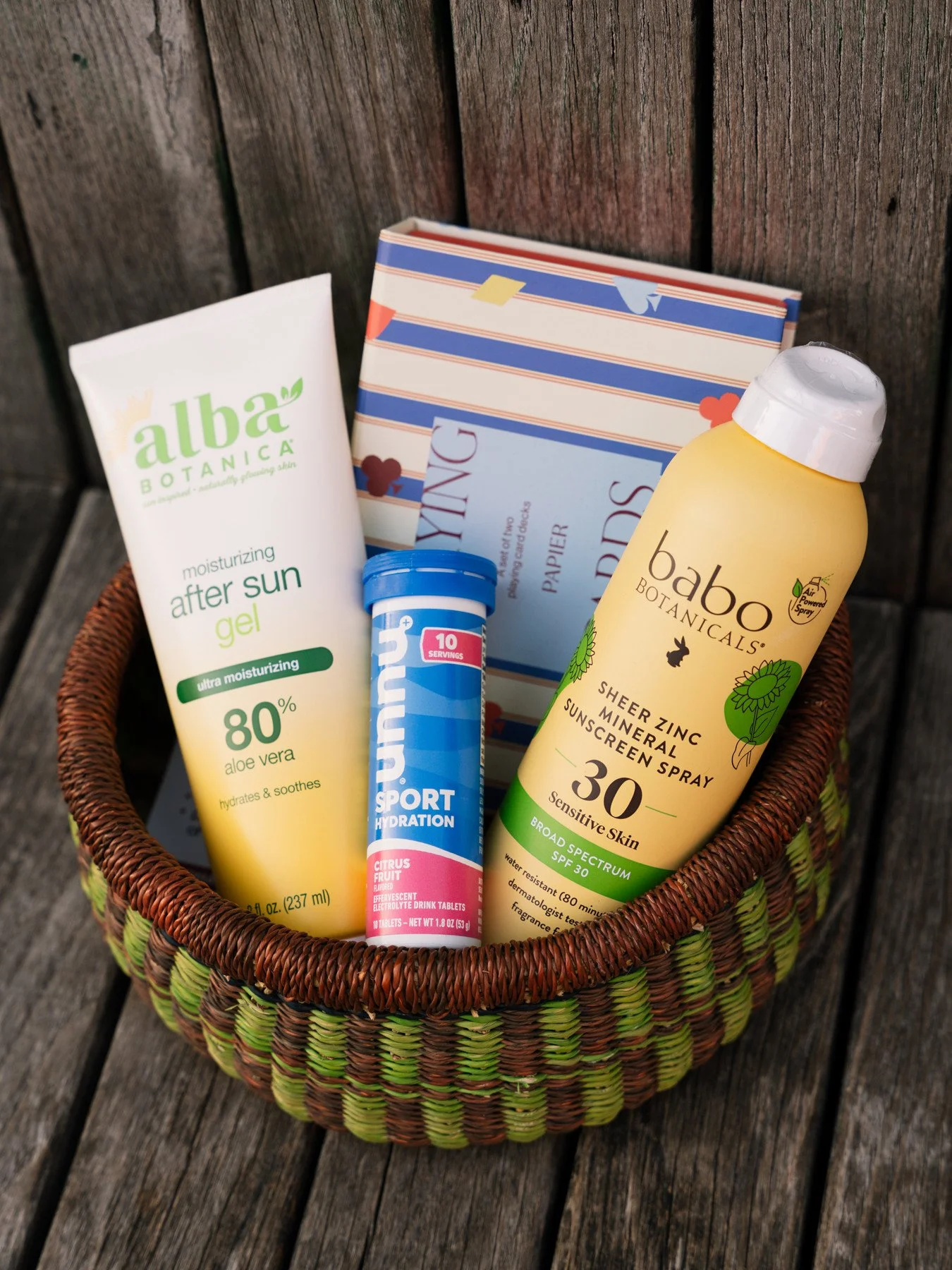 It&rsquo;s been a scorching summer&mdash;and we&rsquo;re not done with it yet. ⁠
⁠
Make sure you&rsquo;ve got all you need to enjoy the sun and stay safe in the heat. ☀️🧴😎⁠
⁠
[Image description: a brown and green basket filled with @albabotanica af