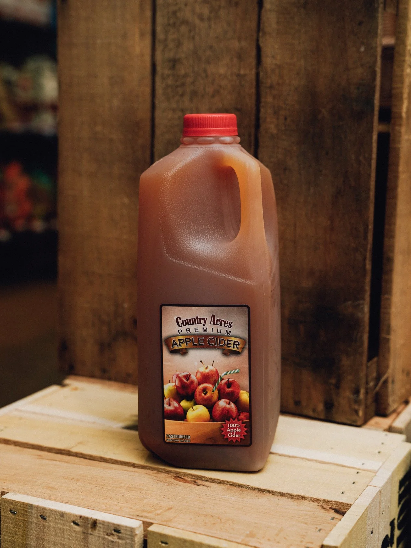 It's peak apple season and you know what that means- time for cider! This @countryacrespa cider is our current favorite. ⁠
⁠
[Image description: A half gallon of apple cider sits on a wooden box.]