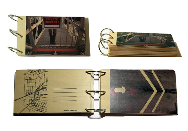 Balsa wood postcards book