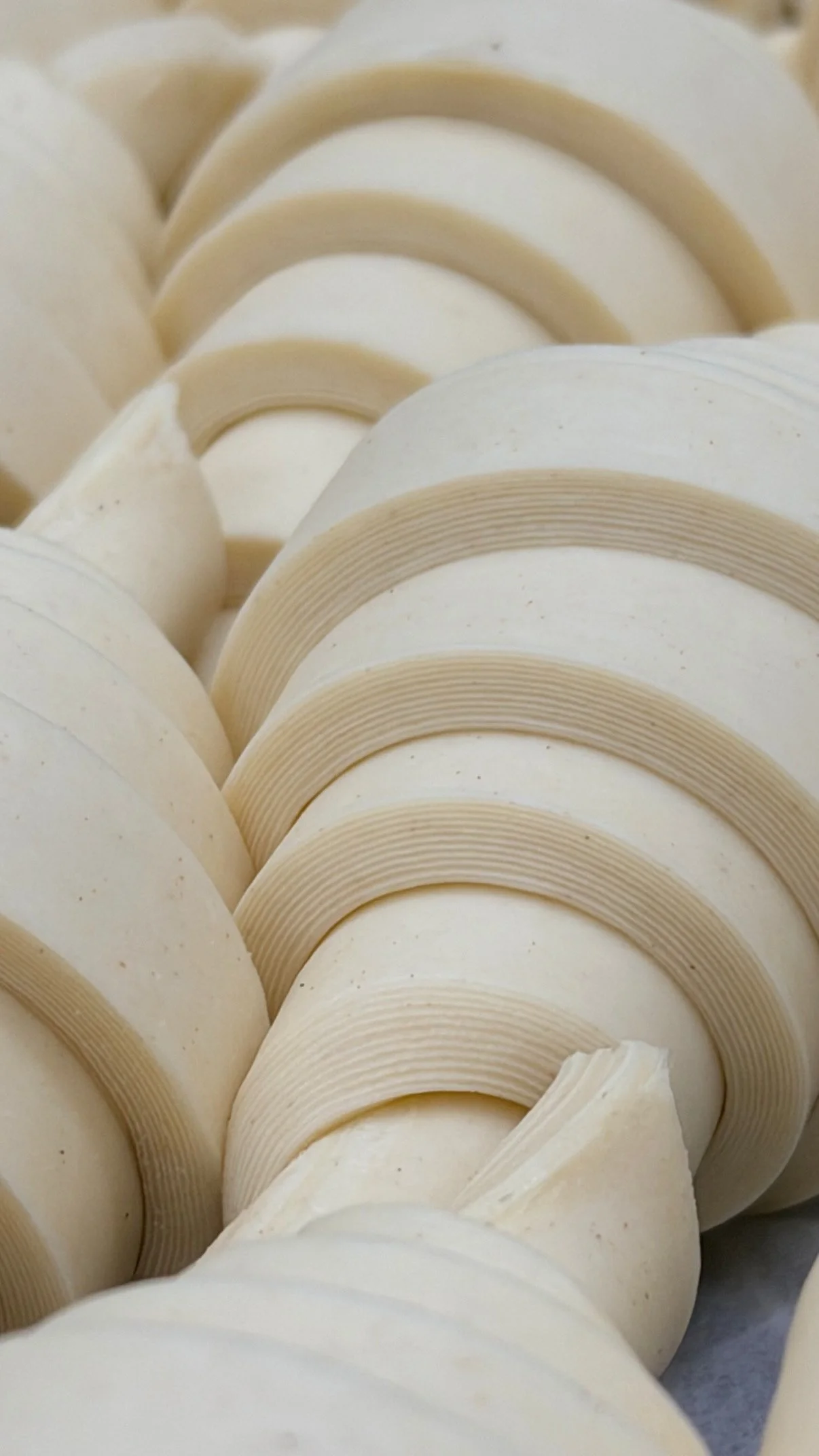 Rouleaux de fromage blanc ou de mozzarella empilés.