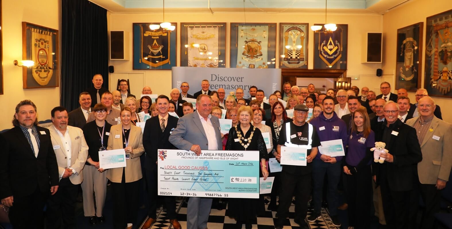 Freemasons in the Community cheque presentation