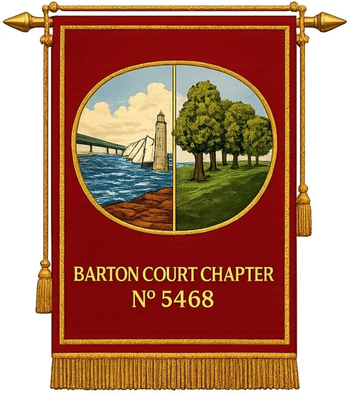 Barton Court Chapter No 5468 Banner showing a river and a field with trees