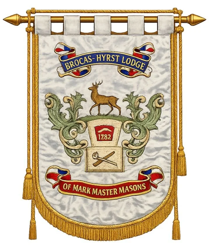 Brocas Hyrst Lodge of Mark Masons No 1733 showing a stag in a field Banner