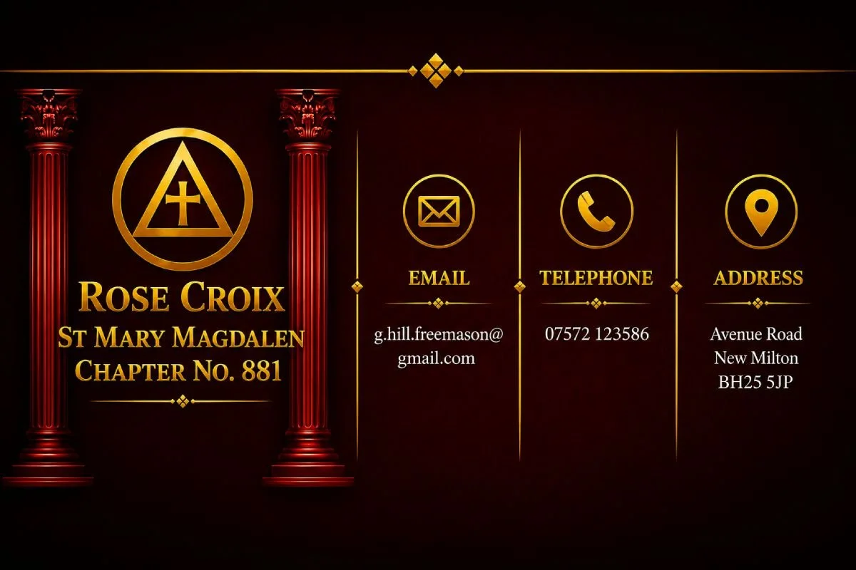 Rose Croix Contact Details, showing email, Telephone, Address