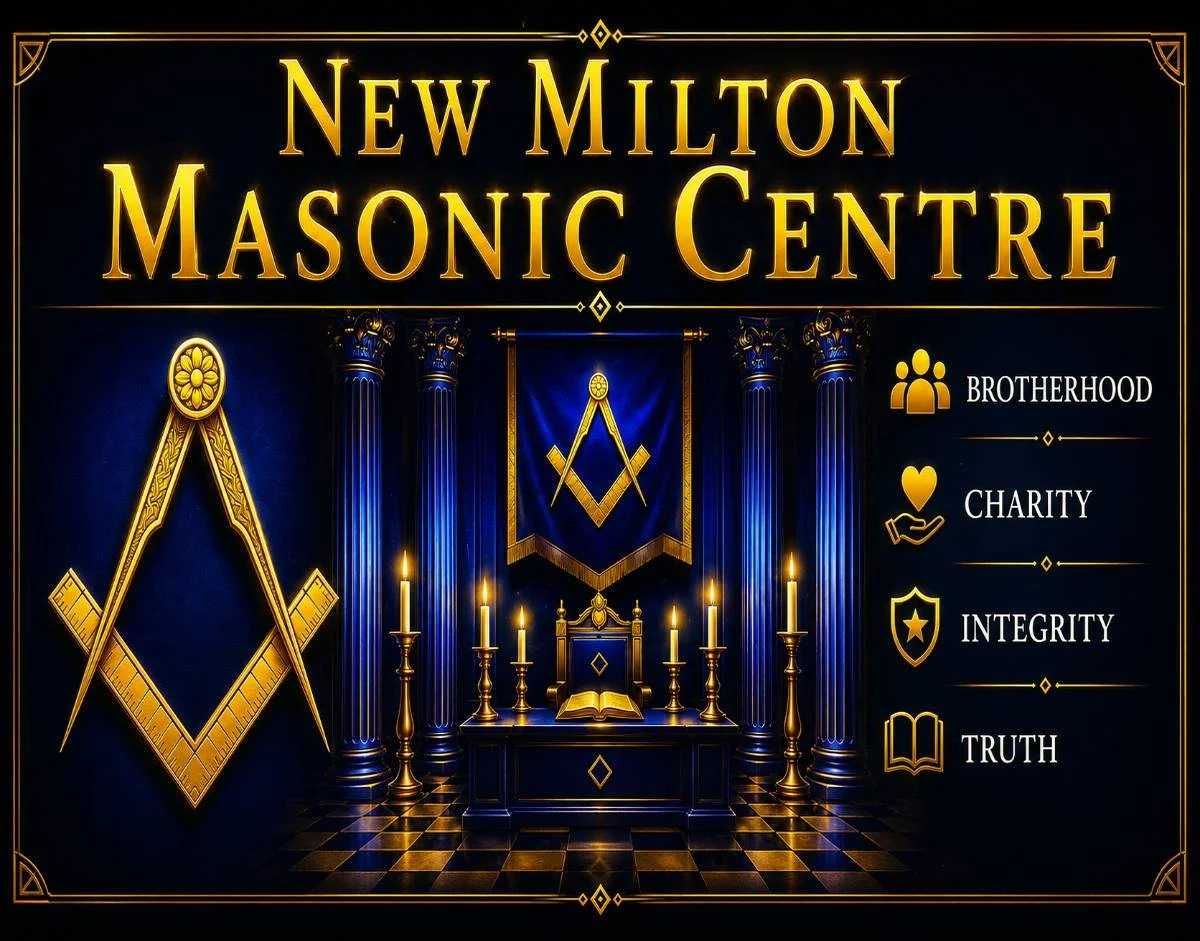 New Milton Masonic Centre Banner showing the Lodge Room and Candles