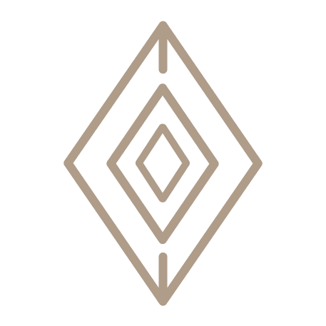 Geometric diamond-shaped logo with nested diamonds on a white background.