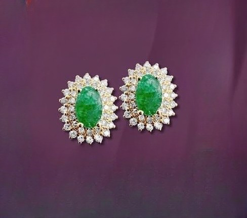 Emerald earring double diamond