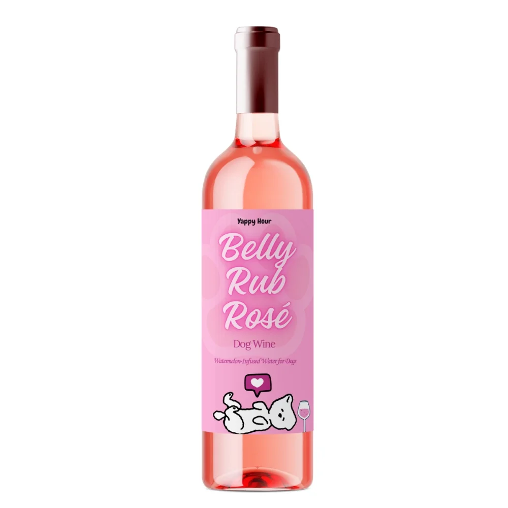 Belly Rub Rosé Dog Wine – the viral, non-alcoholic “Rosé” made just for dogs!