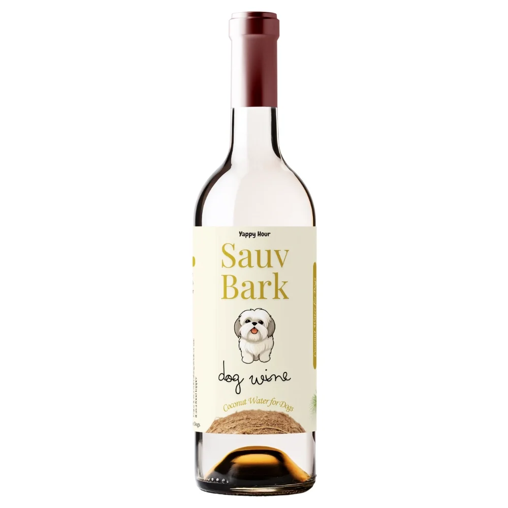 Sauv Bark Dog Wine – the original non-alcoholic “Sauvignon Blanc” made just for dogs!