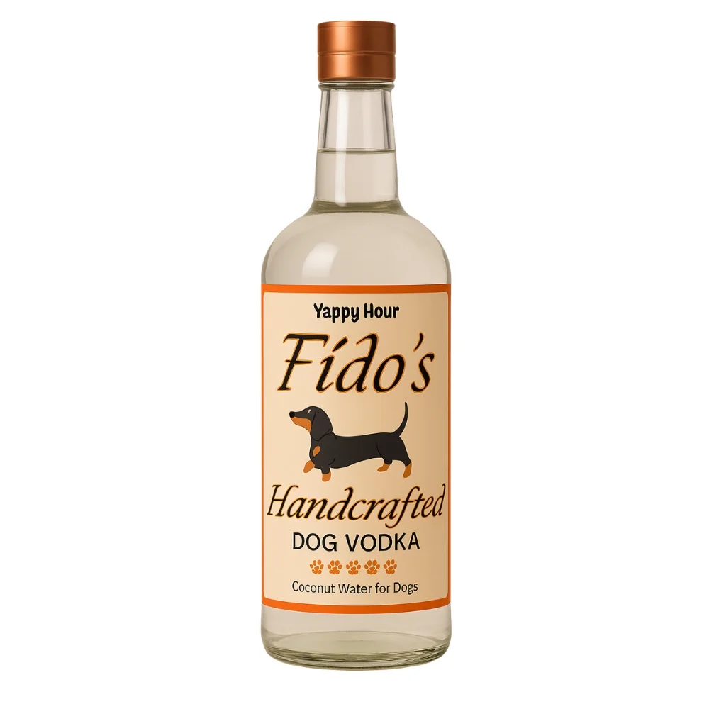 Fido’s Handmade Dog Vodka – the playful, non-alcoholic “Vodka” made just for dogs!