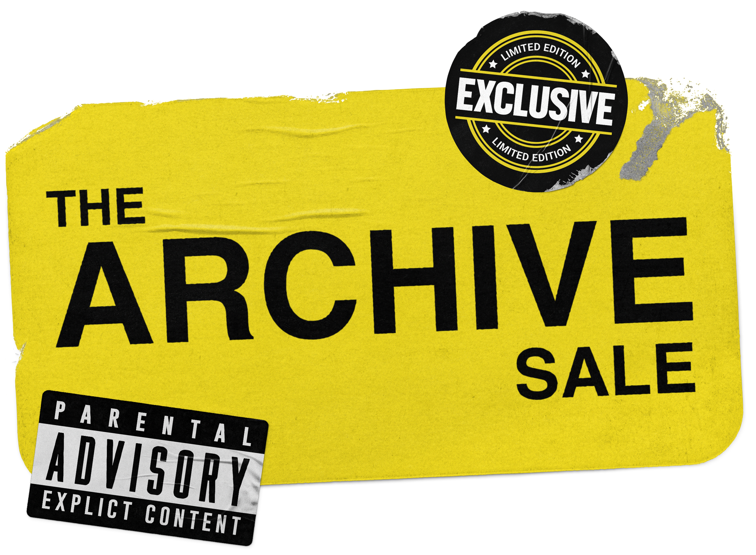 Close-up of a yellow book cover with bold black text and a black sticker that says 'Limited Edition Exclusve'. The book has a 'Parental Advisory' label at the bottom. The visible text reads 'The Arc'.