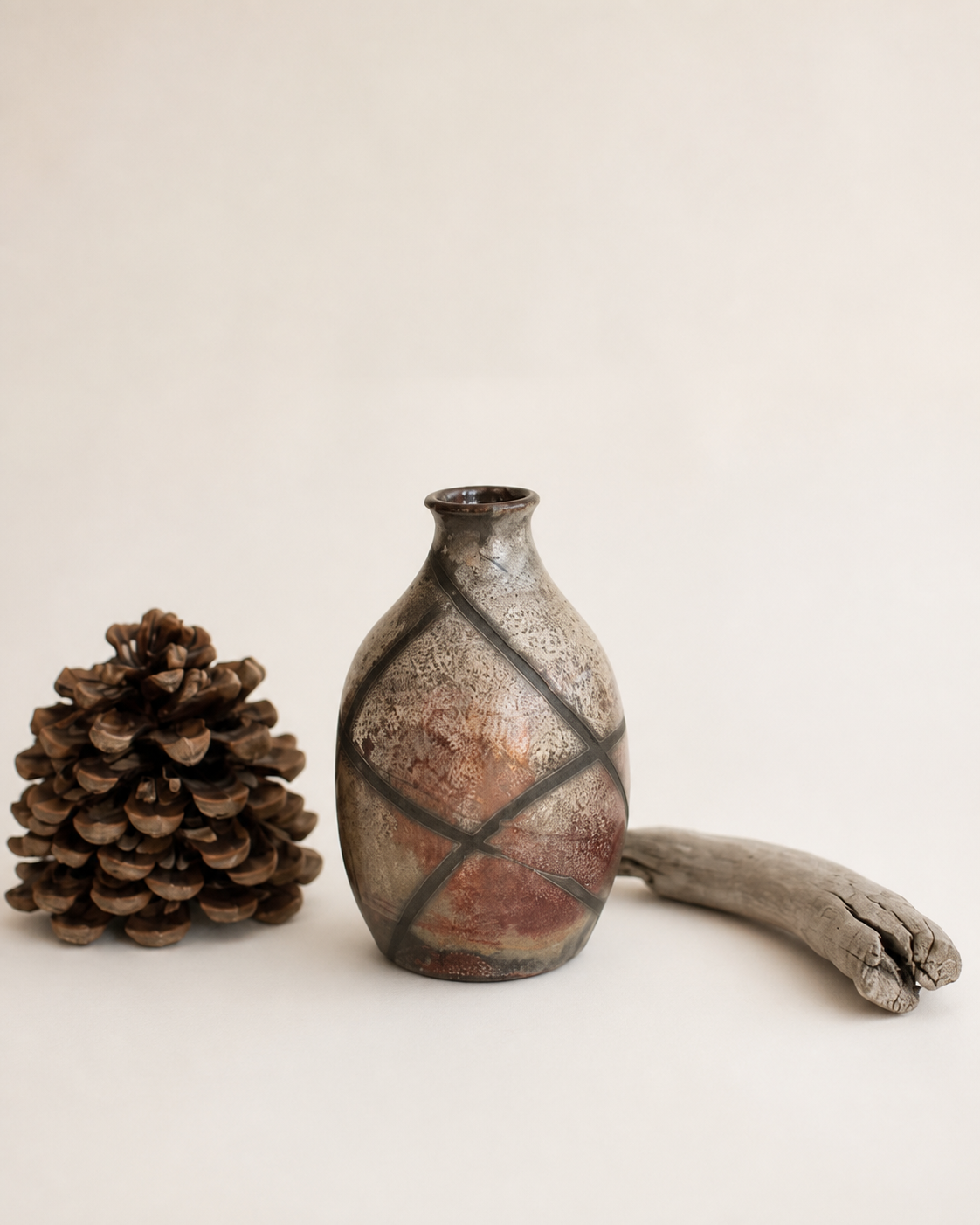 Raku Crosshatch Vase