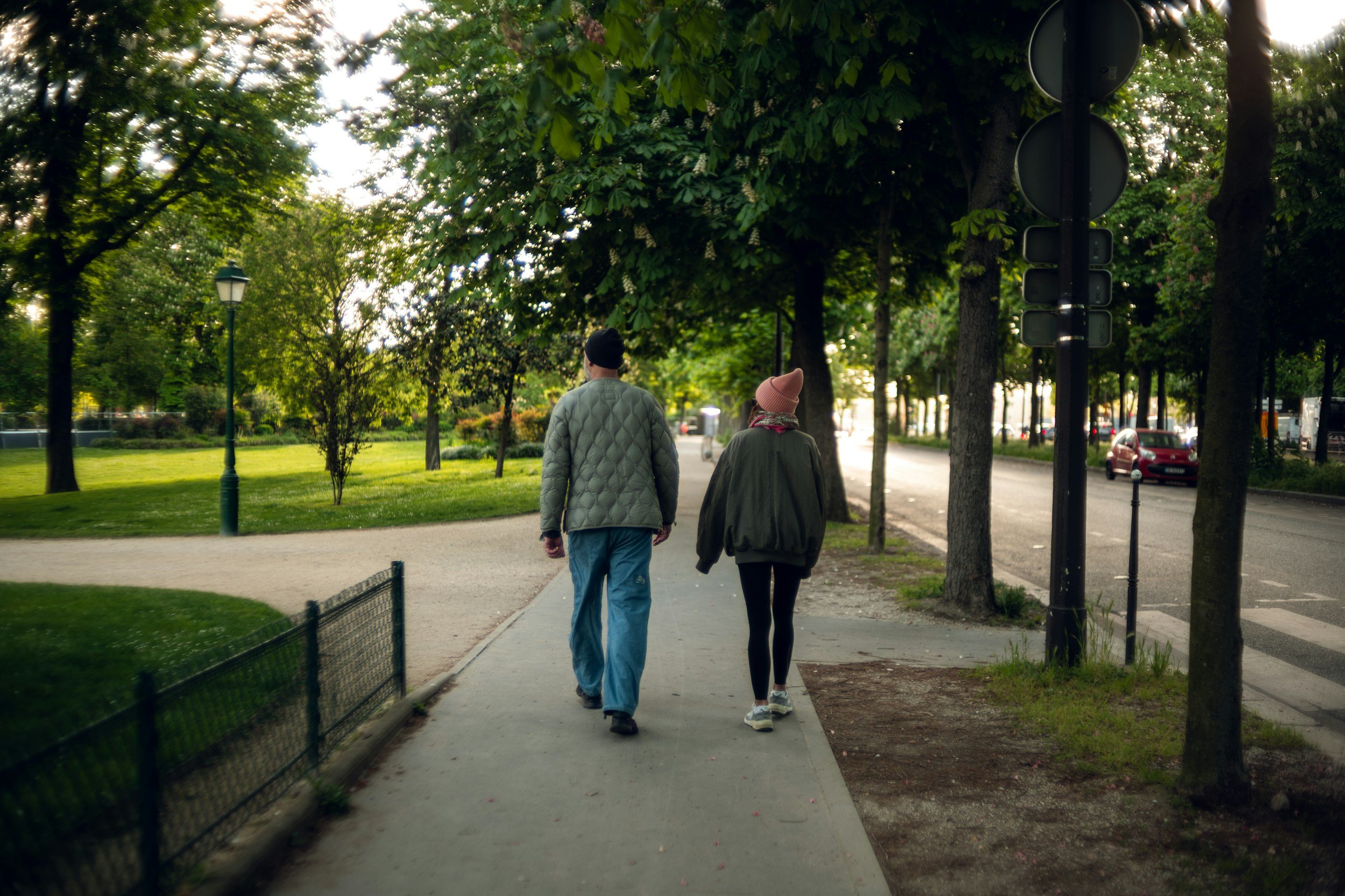 in person therapy, walking, outside