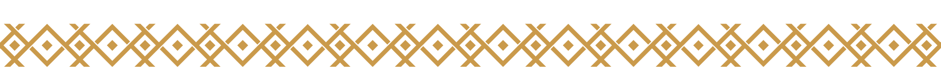 Black and gold geometric border pattern with diamonds and crosses.