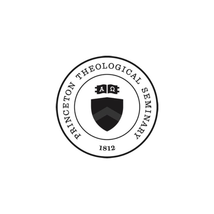 Black and white logo of Princeton Theological Seminary, featuring a shield with a chevron and two flags above, encircled by the seminary's name and the year 1812.