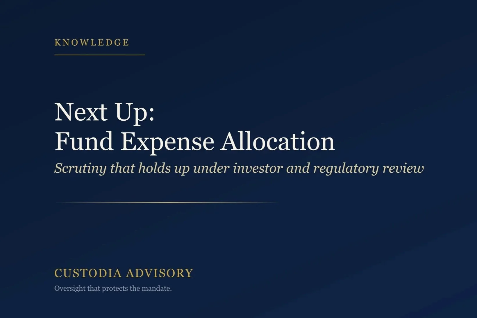 Next Up: Fund Expense Allocation Scrutiny