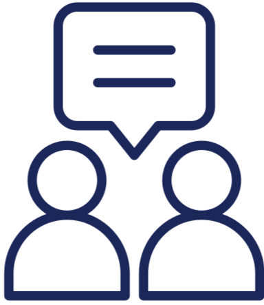 Icon of two people with speech bubble above them.