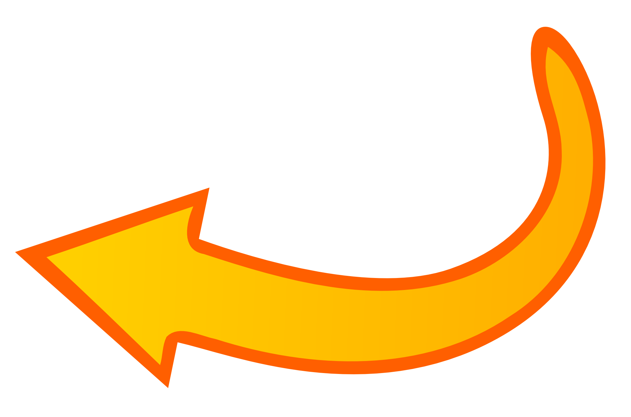 Yellow arrow with orange outline pointing to the left.