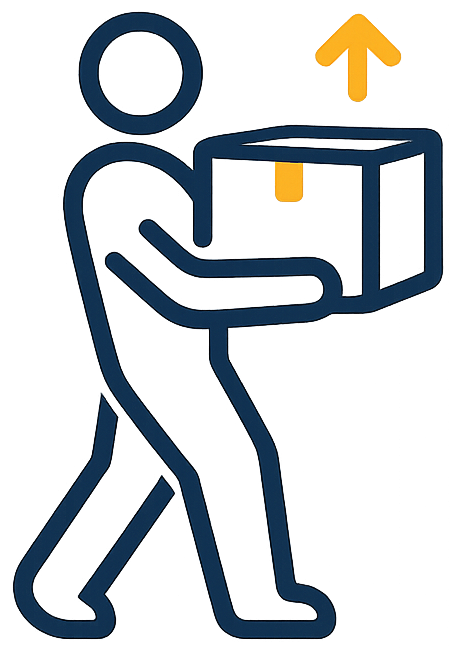 Manual worker carrying a box representing strength and capacity for physically demanding work.