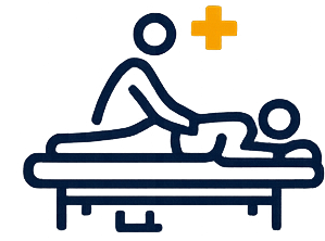 Illustration of a person receiving a massage from a massage therapist on a massage table.