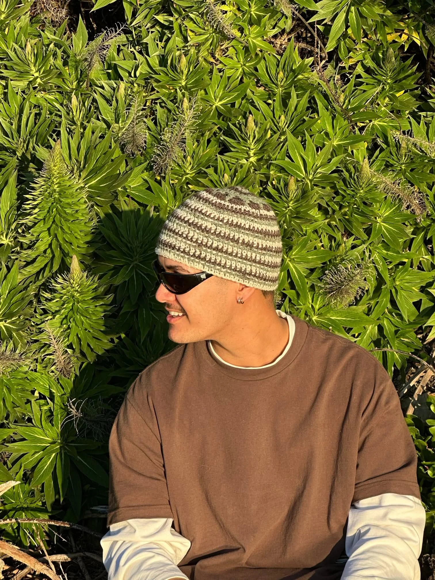 Green & Brown Spiral Beanie