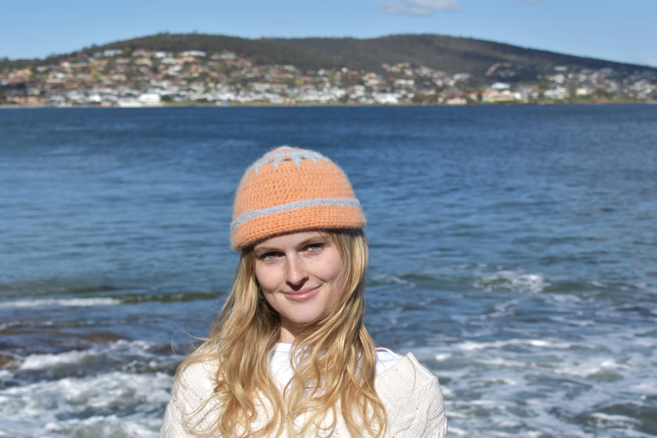 Peach Fuzz Spiral Beanie