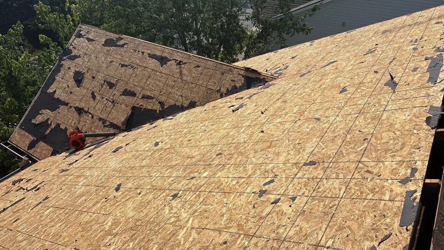 Roof tear off, new roof in progress