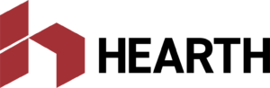 Hearth Financing logo in red and black.