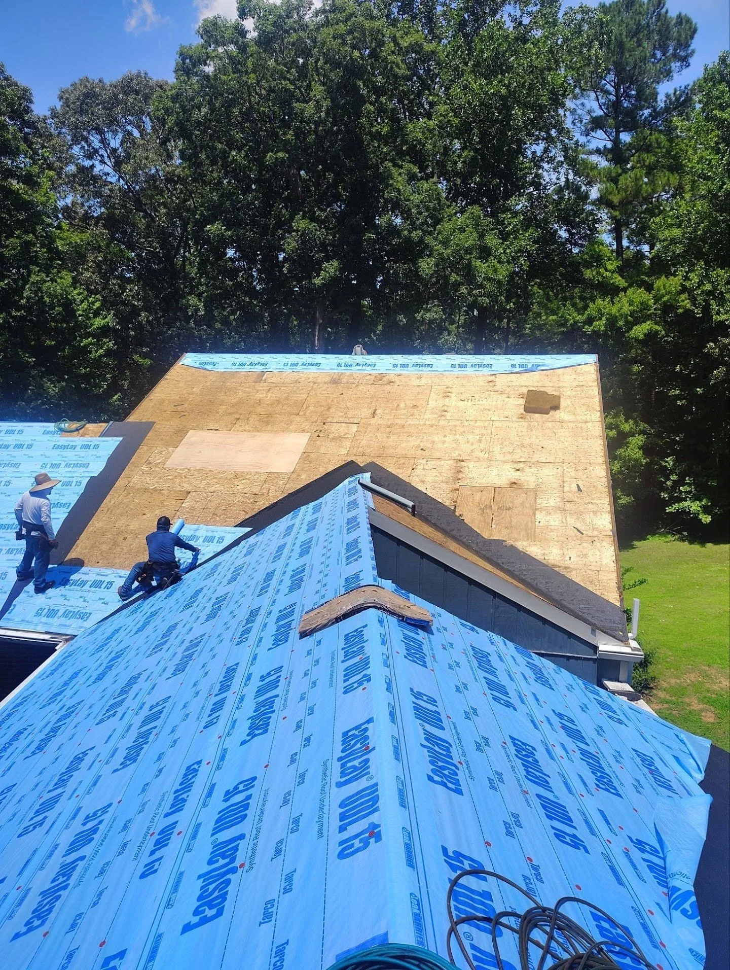 In progress roof replacement. Only high-quality materials are used to ensure your roof lasts for years to come.