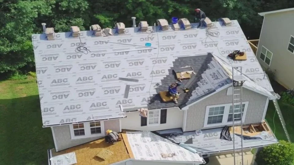 Beginning of new roof shingle install