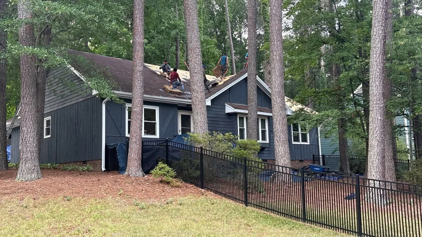 Roof replacement in progress