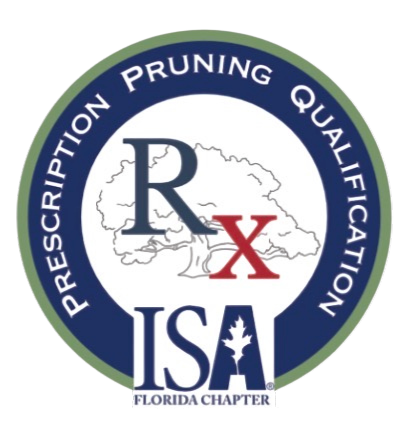 Logo for the Florida Chapter of the Prescription Pruning Qualification (RPX) organization, featuring a map outline of Florida and text indicating the organization’s focus.