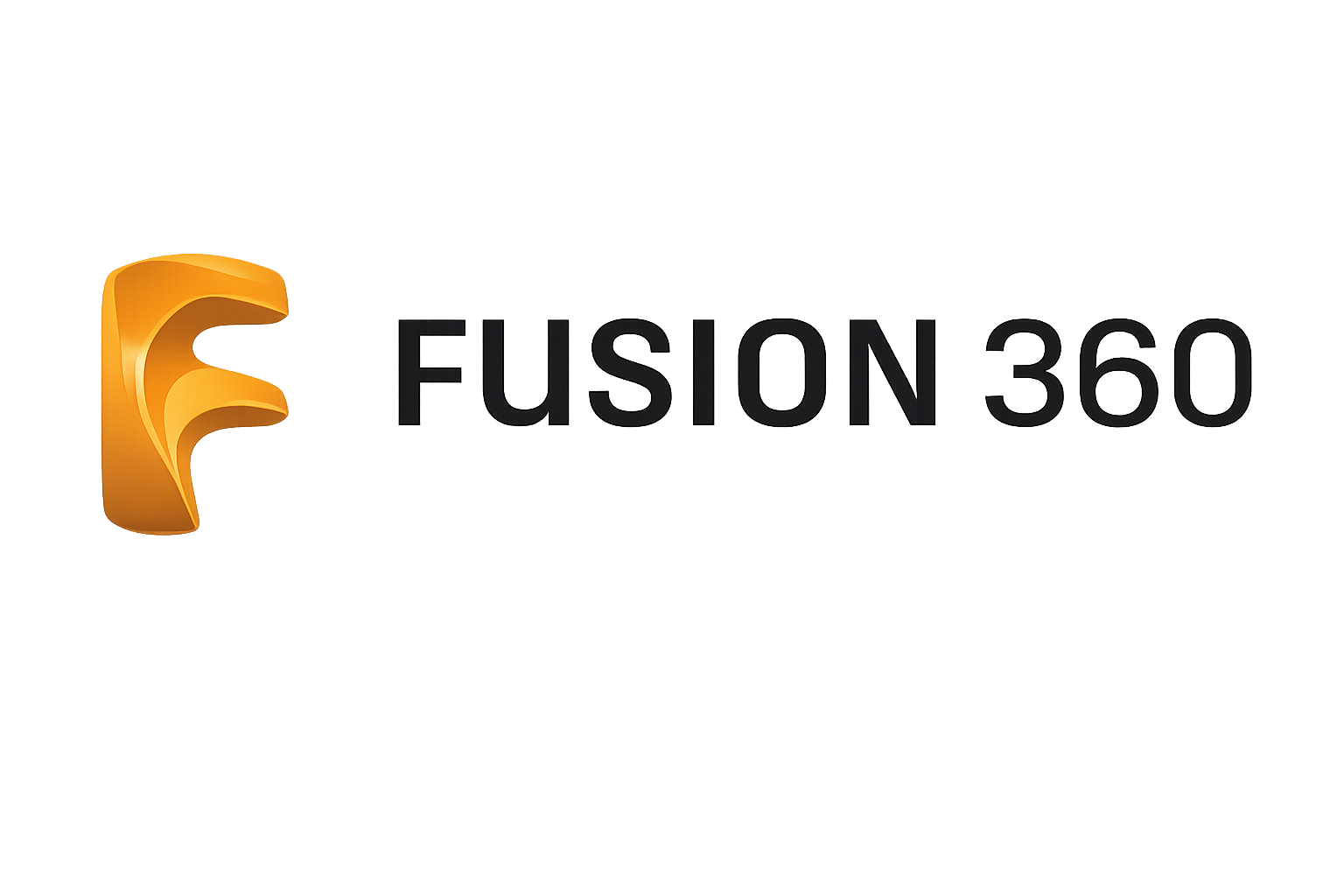 Logo of Fusion 360 software with stylized letter 'F' in gold and the words 'FUSION 360' in black.