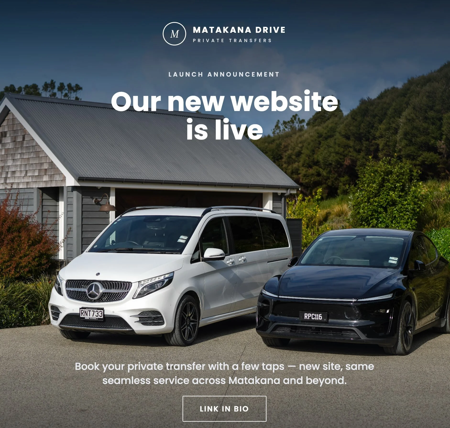 ✨We&rsquo;re live✨
Our new website is live, making it easier than ever to book &amp; inquire about your next private transfer.

Door-to-door service throughout Matakana, Omaha &amp; surrounding areas, including Auckland Airport transfers &amp; custom