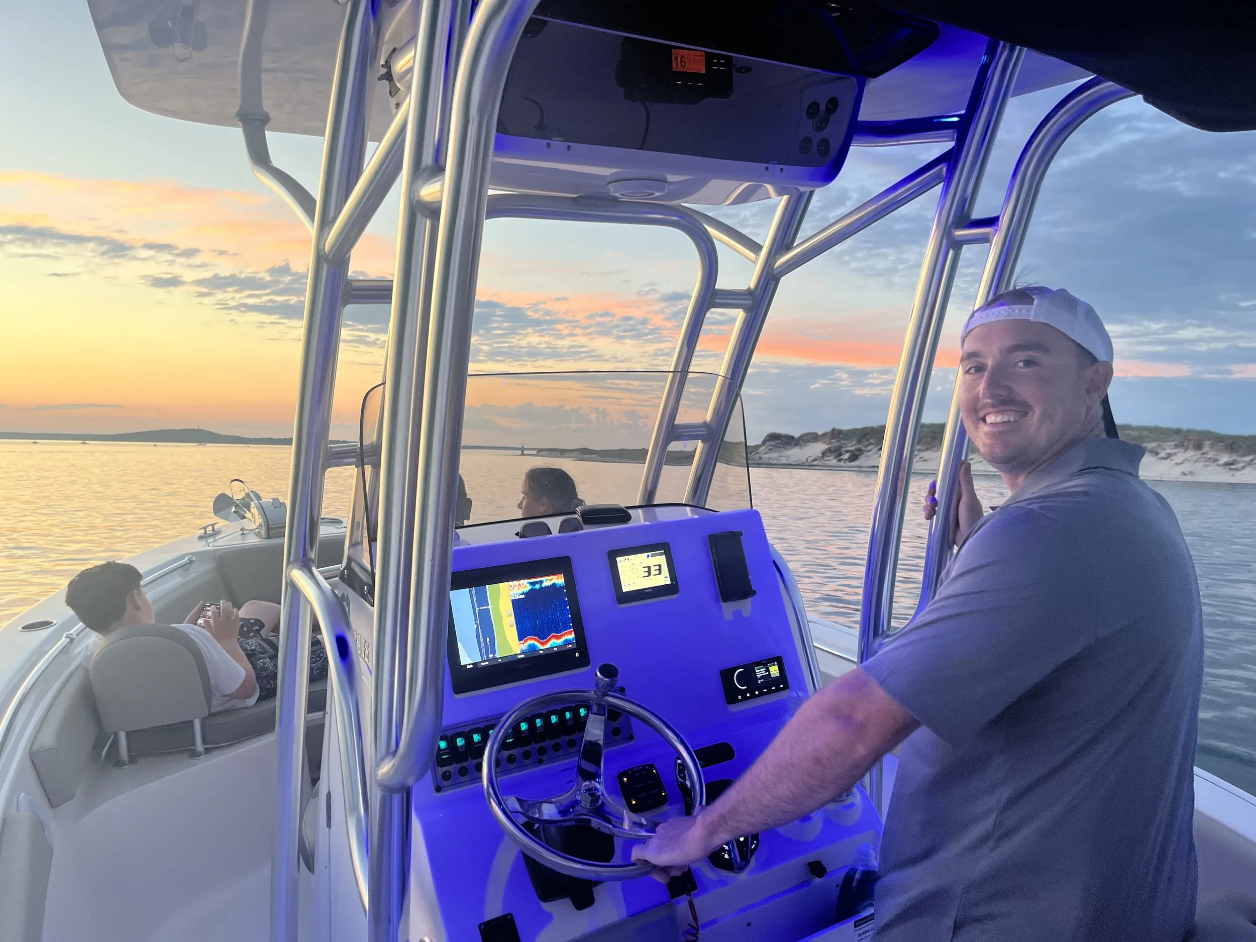 Enjoying a sunset cruise in Plymouth Harbor