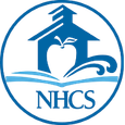NICS logo with a police badge, a book, and a star, in blue and white.