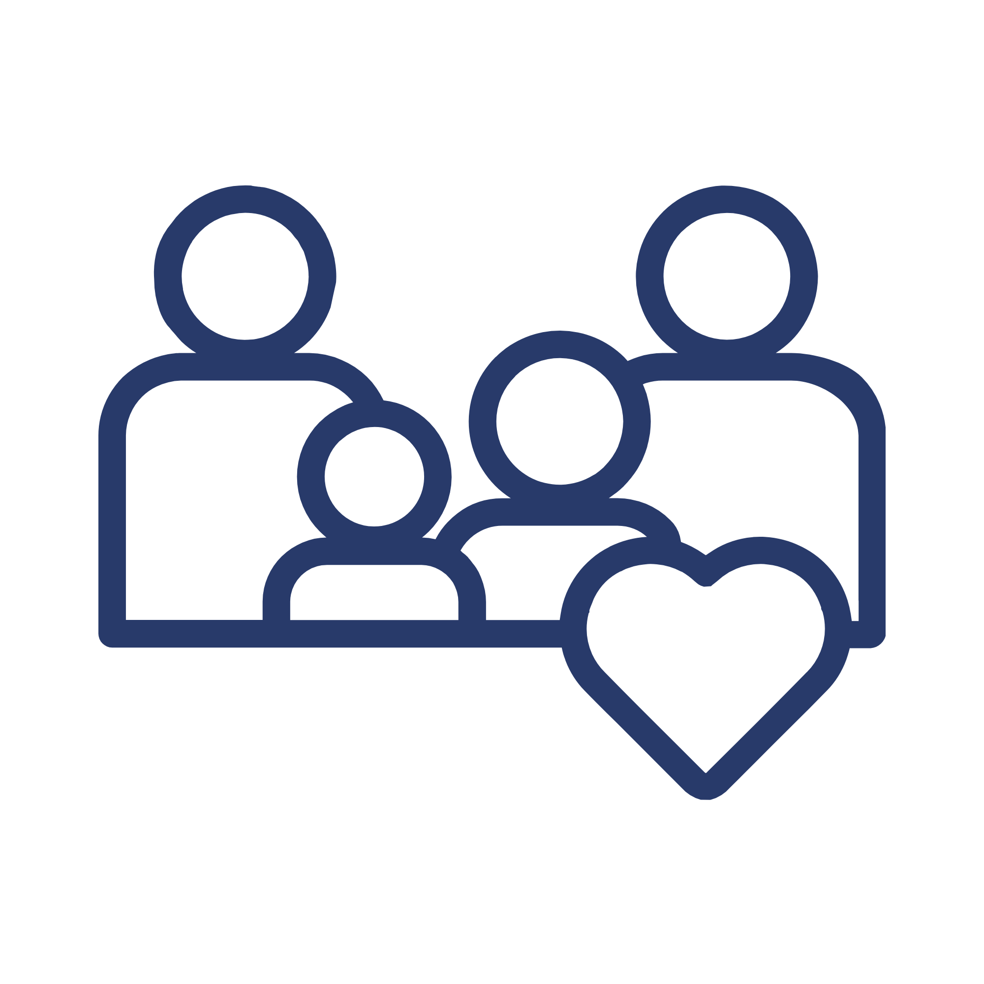 Blue family icon to show that funds raised by the Friends of the Library of the Santa Ynez Valley help support Children's and family programs