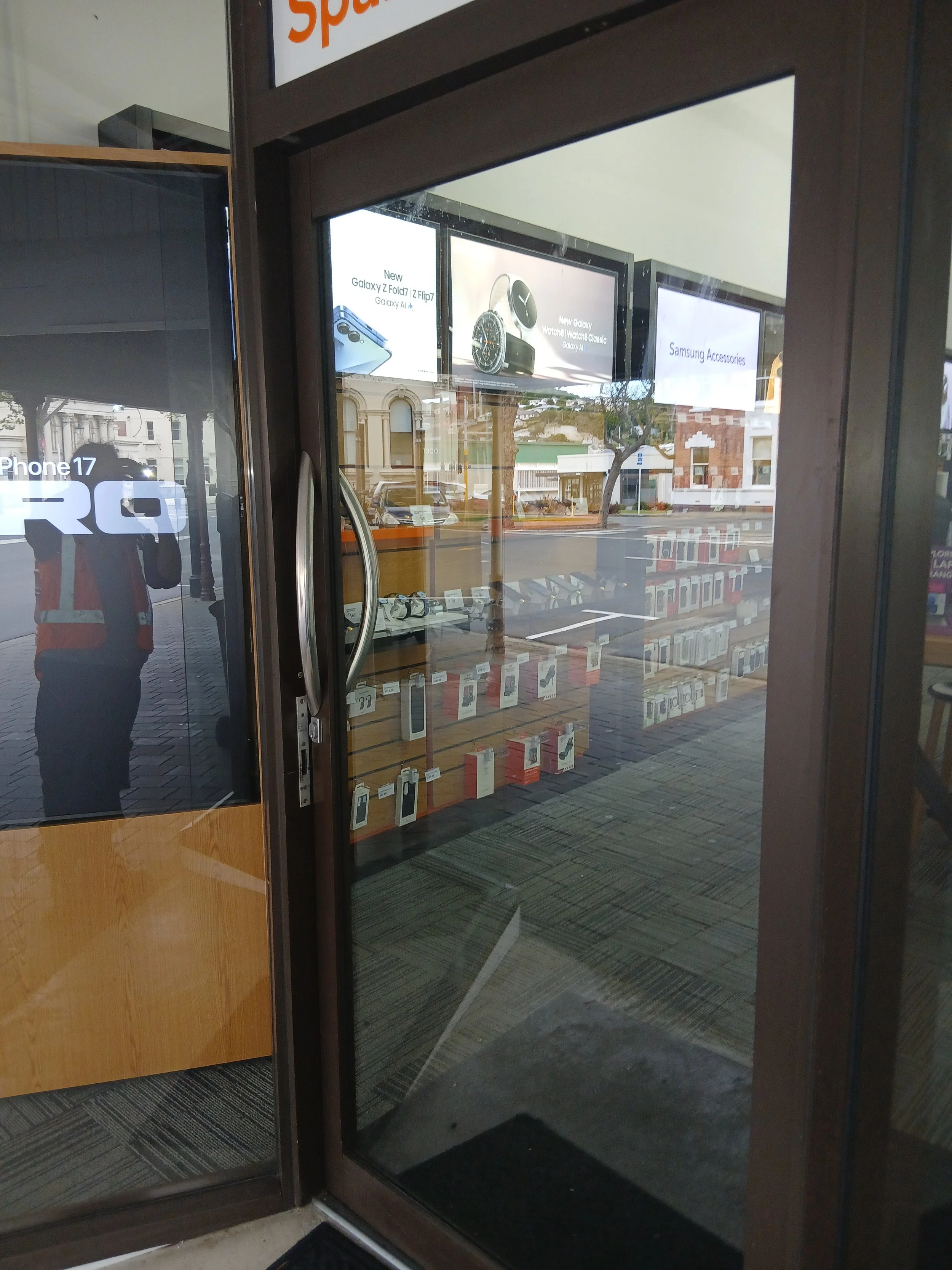 Commercial Safety glass. Large door.