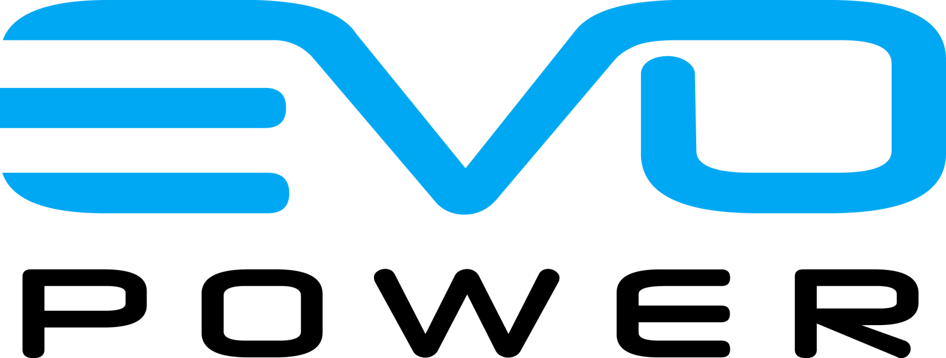 Blue abstract geometric logo resembling stylized letters or connected shapes on a black background