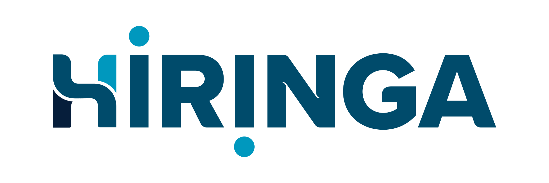 Hiringsa logo in dark blue and teal on a black background