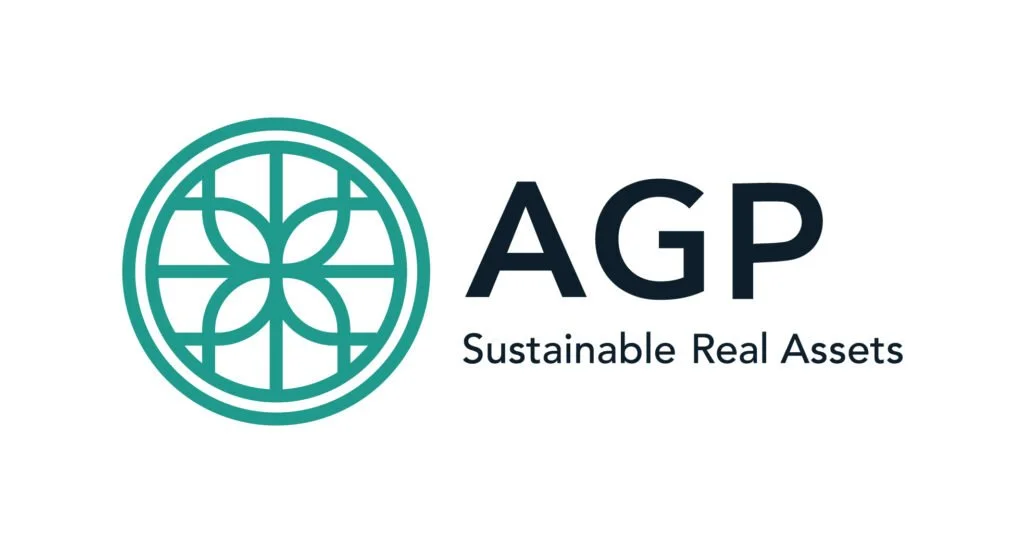 AGP Sustainable Real Assets logo with a teal globe symbol