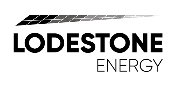 Lodestone Energy logo with stylized solar panel graphic