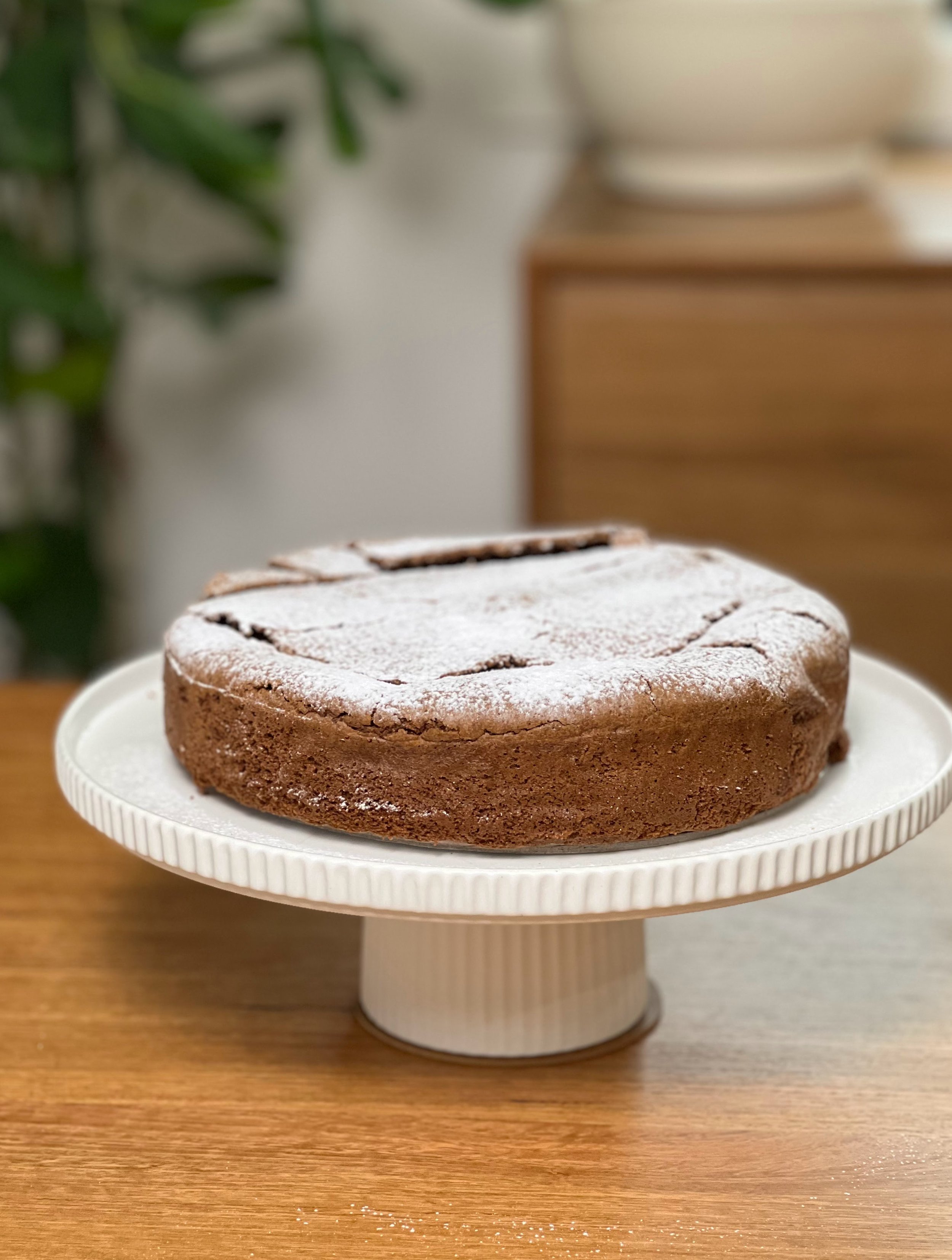 Flourless Chocolate Mousse Cake lightly dusted with Icing Sugar